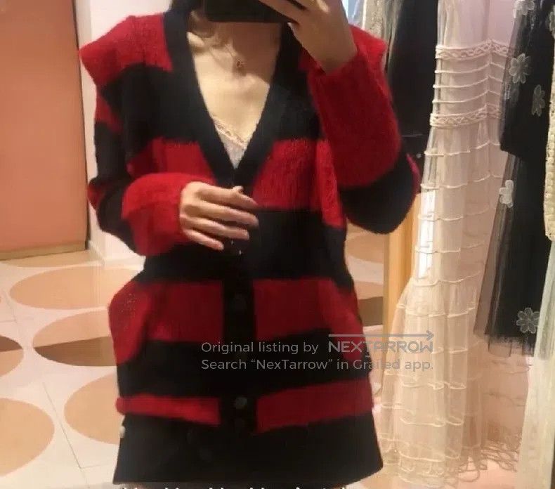 Valentino Valentino Black and red striped cardigan Size S / US 4 / IT 40 - 6 Thumbnail