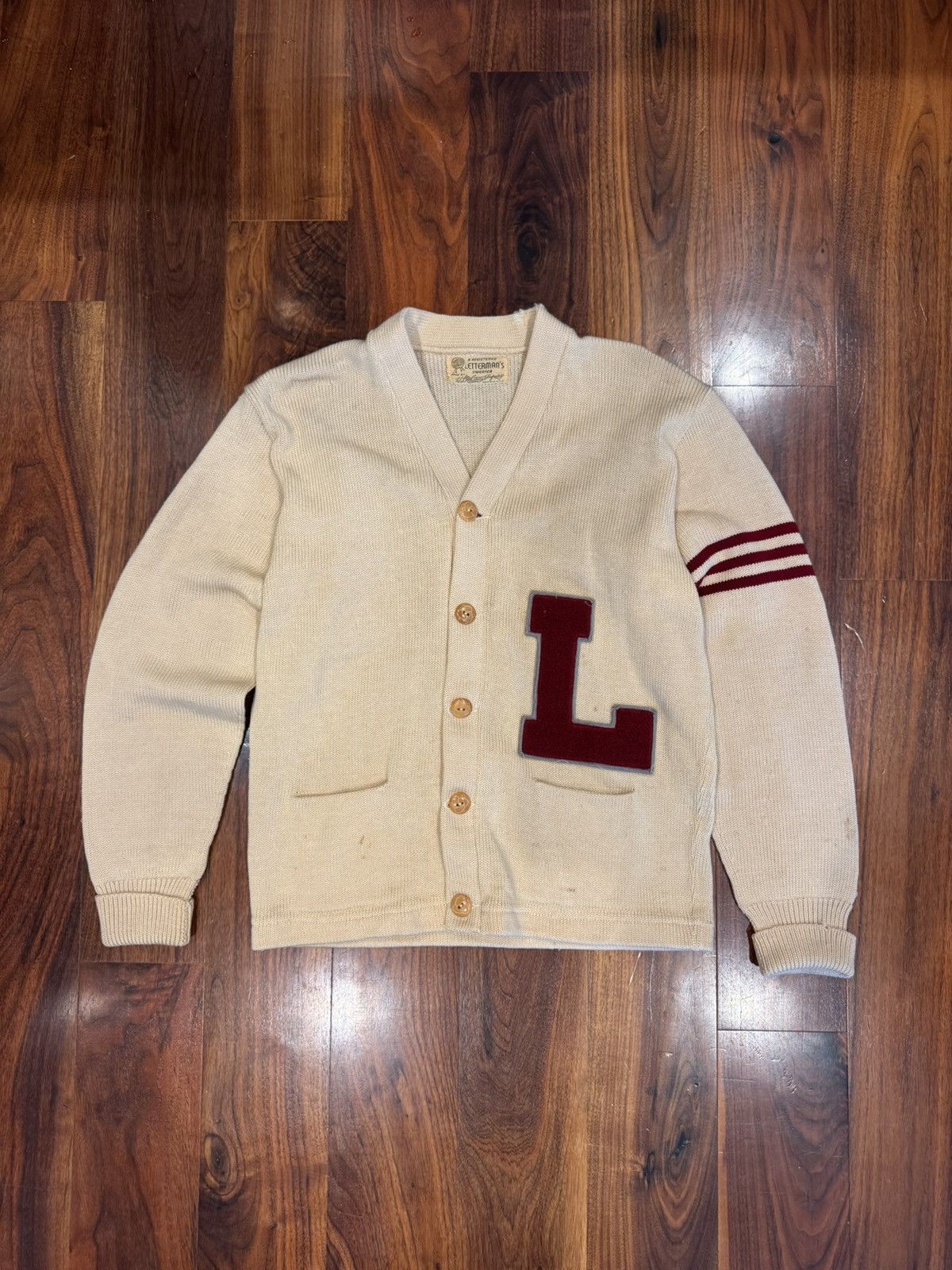 Vintage Vintage 1950s HJ Whiting Co Letterman Cardigan Sweater Size US S / EU 44-46 / 1 - 1 Thumbnail