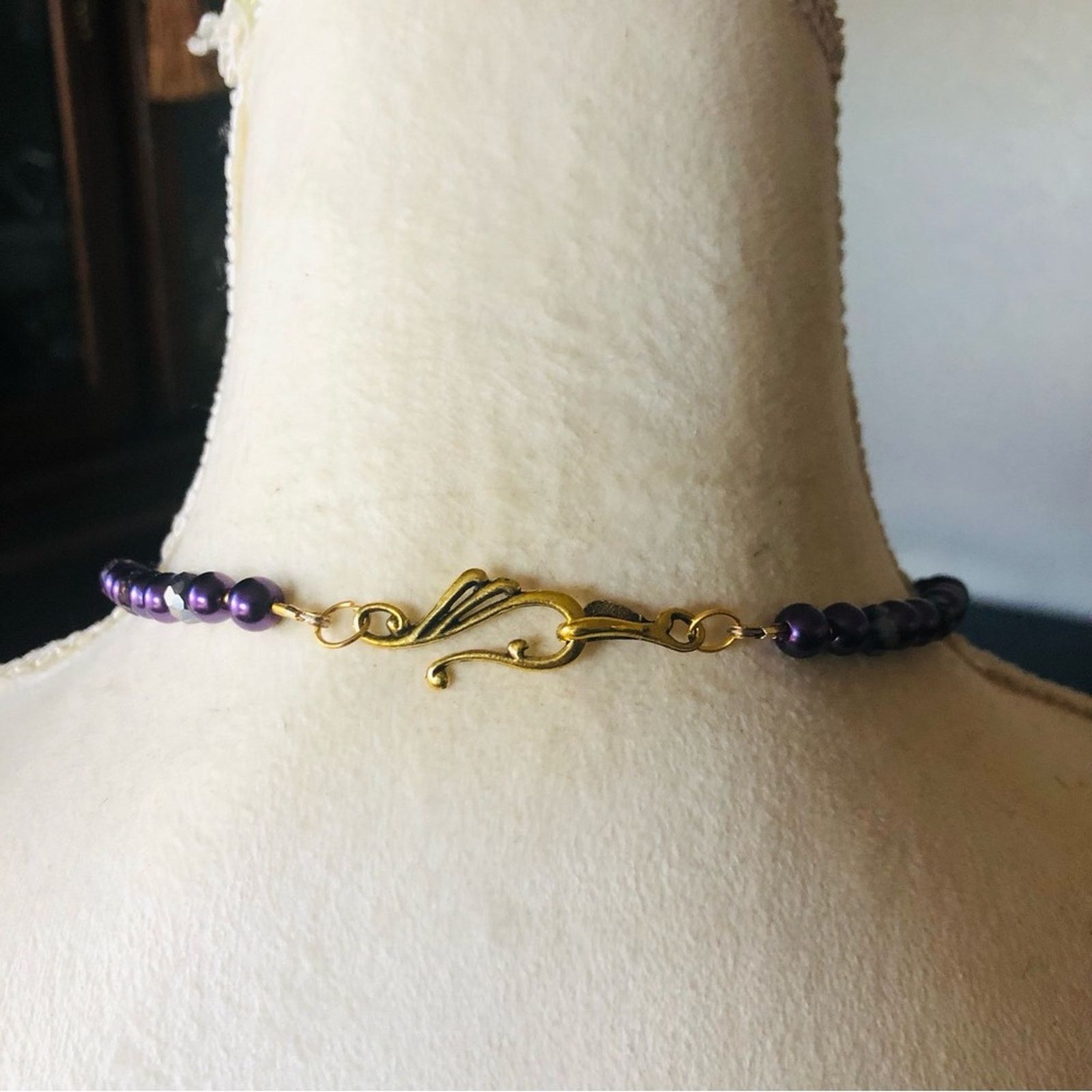 Handmade Handcrafted repurpose kyanite and amethyst Pearl necklace Size ONE SIZE - 7 Thumbnail
