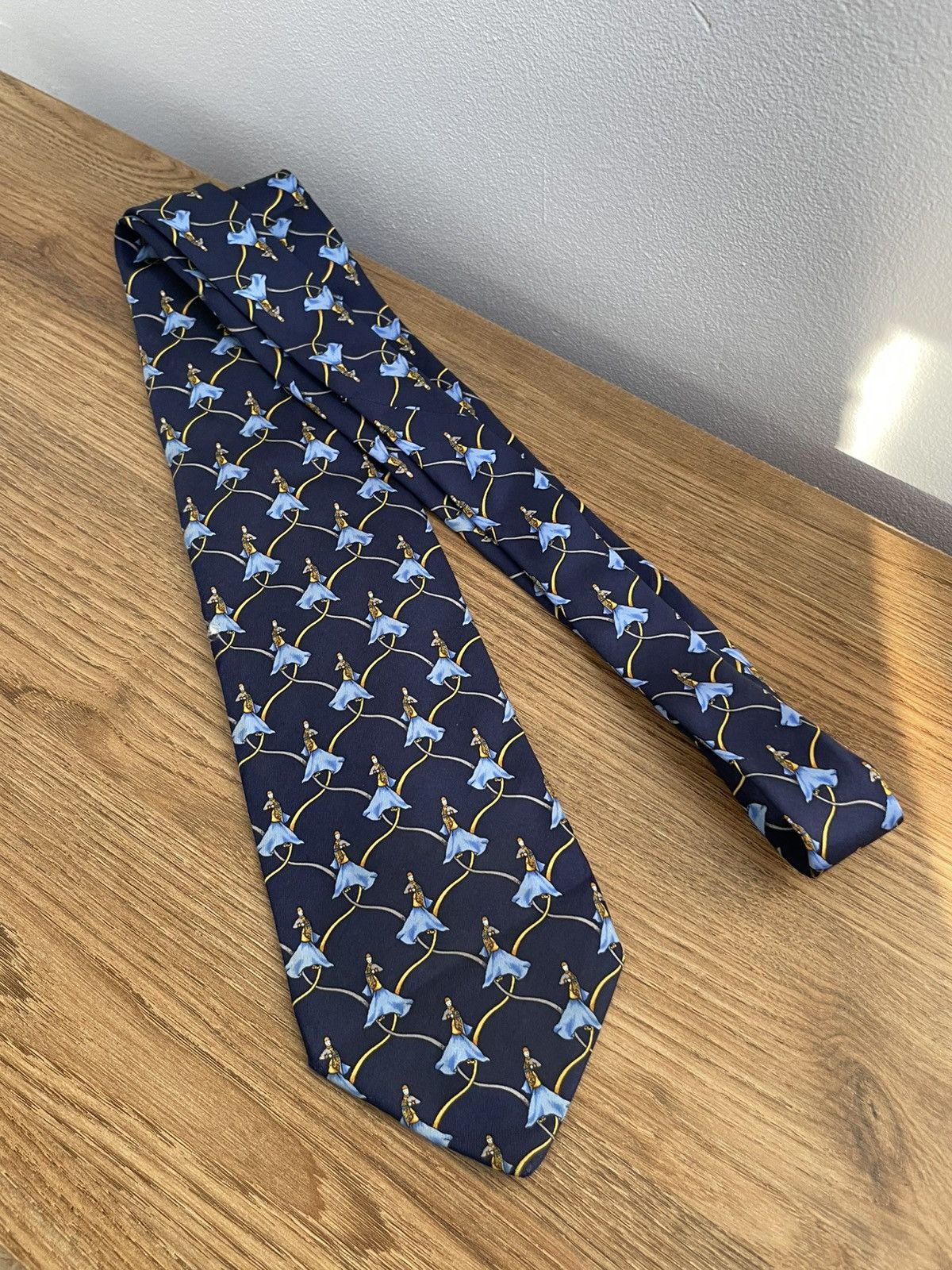Christian Dior Monsieur Christian Dior Silk Tie Patterned Vintage Blue Gold Luxury Size ONE SIZE - 13 Thumbnail