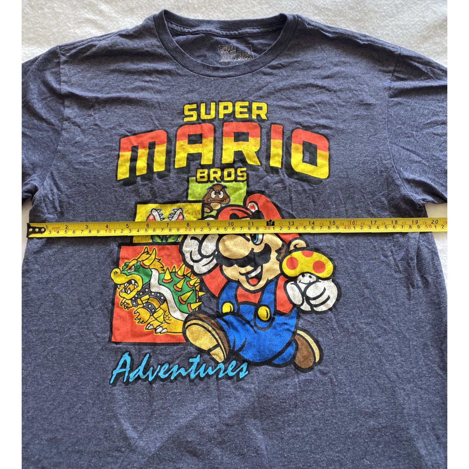 Vintage Super Mario Brothers Adventure T-Shirt Men L Blue Short Sleeve Graphics 17-18 Size US L / EU 52-54 / 3 - 4 Thumbnail