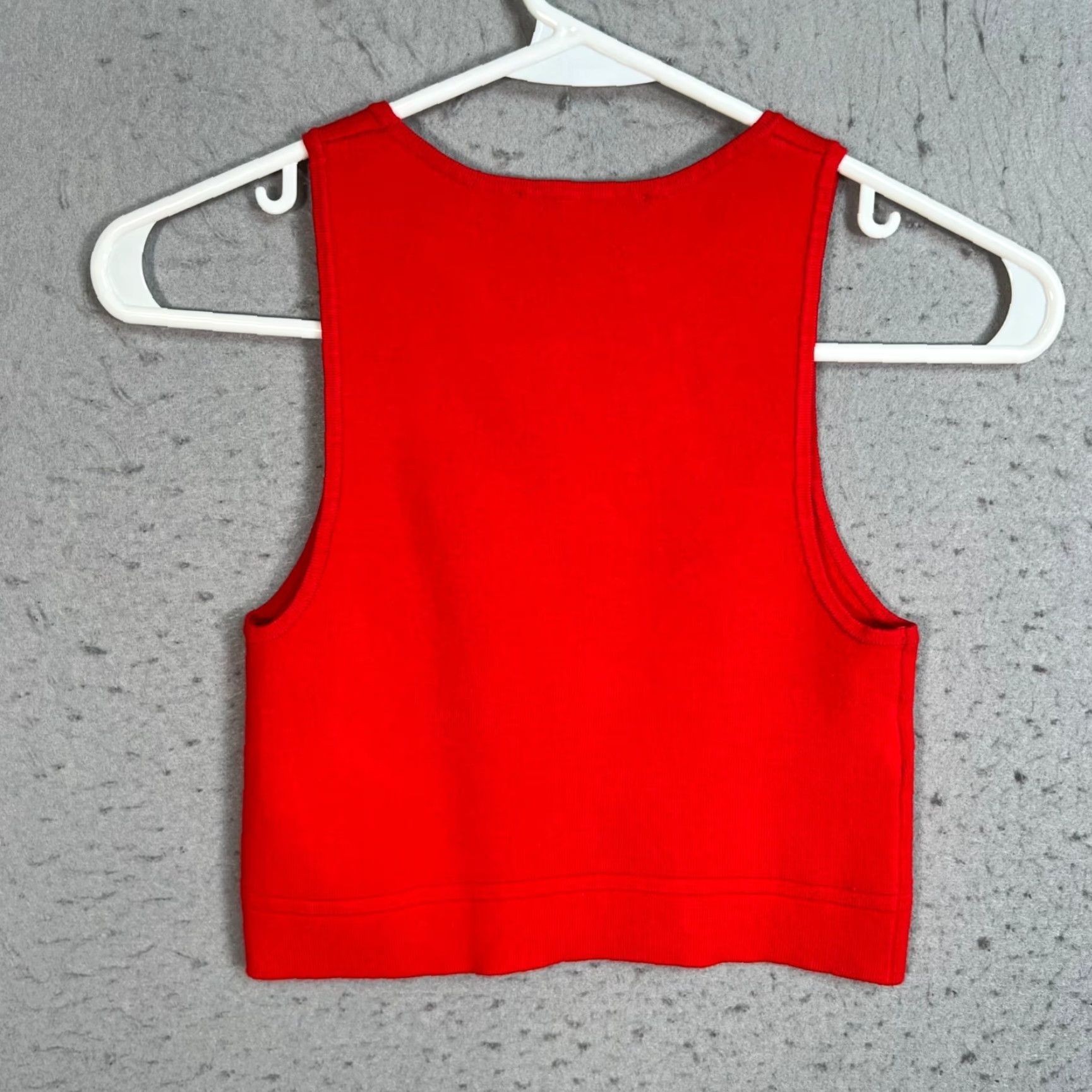 Mango Mango Womens Tank Medium Red Crop Top Sleeveless Knit Viscose Blend Size M / US 6-8 / IT 42-44 - 2 Thumbnail