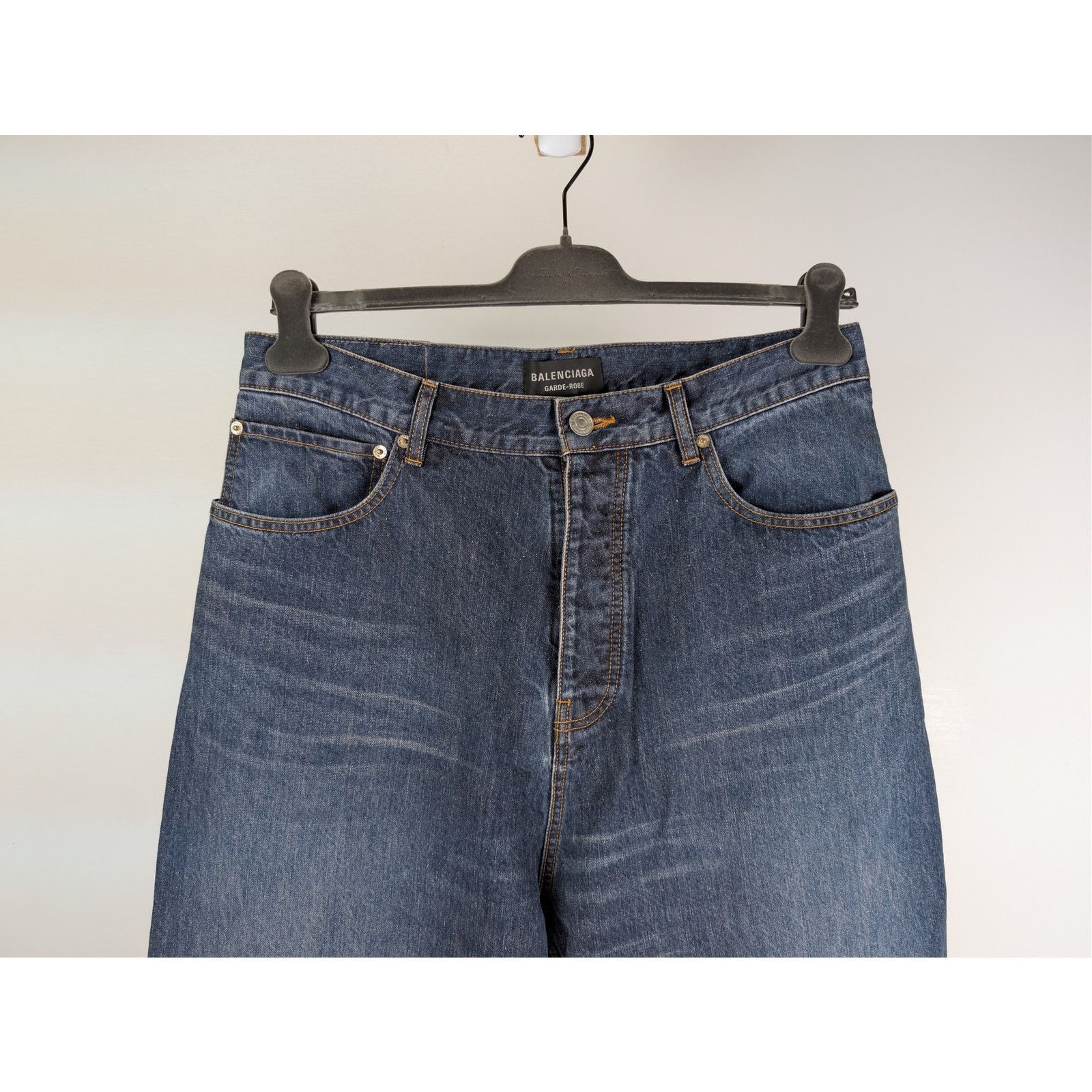 Balenciaga o1rshd1 Silk Blue Japanese Denim Baggy Pants in Dark Indigo Size US 30 / EU 46 - 3 Thumbnail