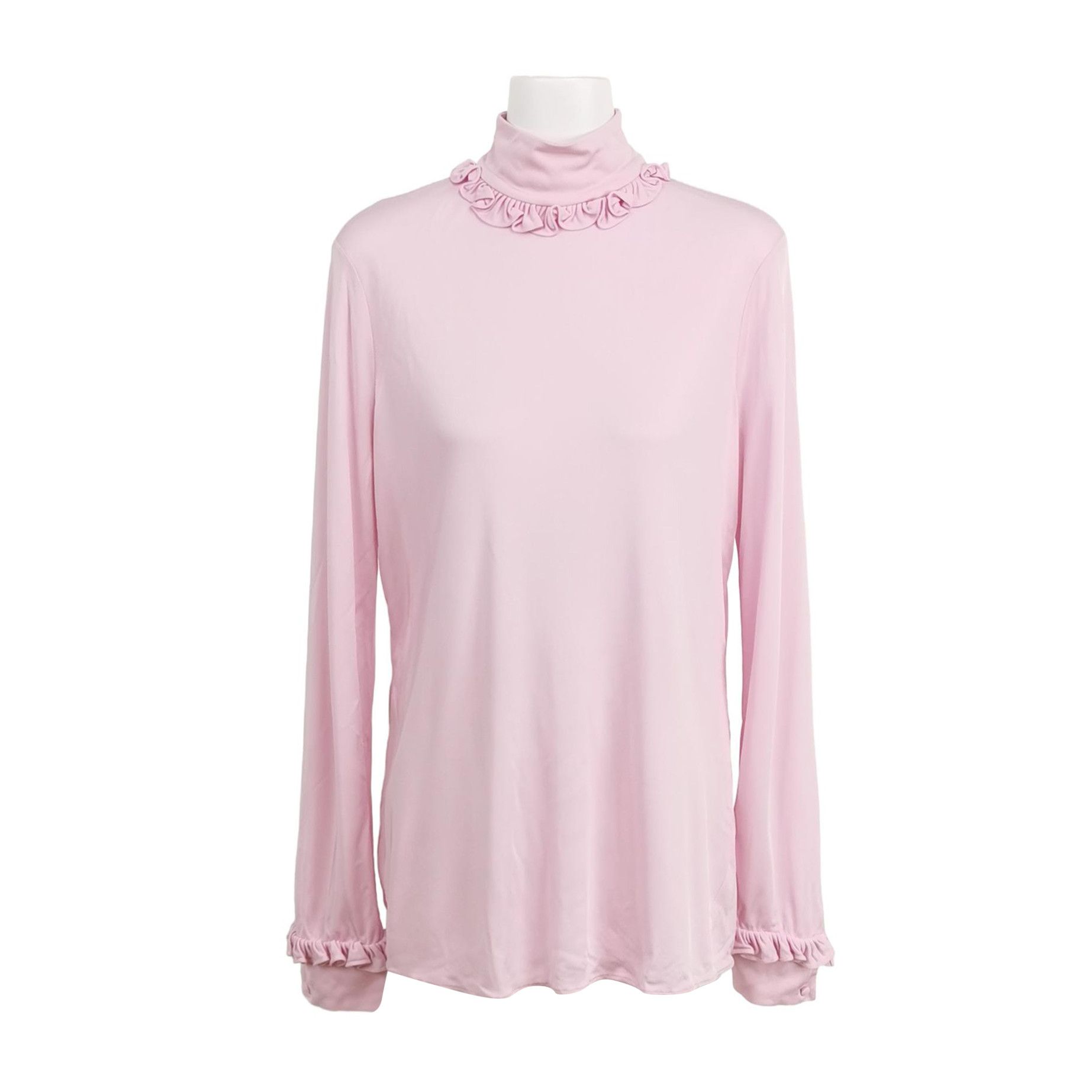 Prada Prada Pink Ruffled Turtleneck Top Size 40 - dmc Size L / US 10 / IT 46 - 1 Thumbnail