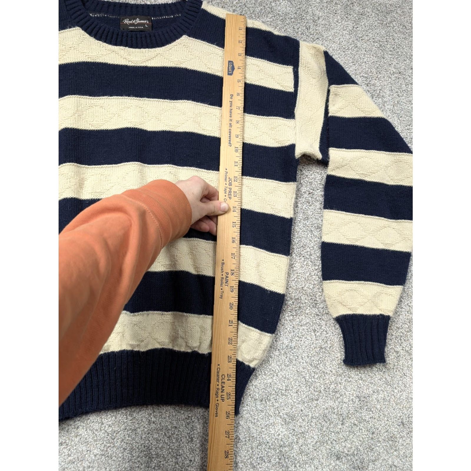 Vintage VINTAGE Reed St James Sweater Men L Blue Cream Stripe Knit Crew Neck Pullover Knit Size US L / EU 52-54 / 3 - 2 Thumbnail