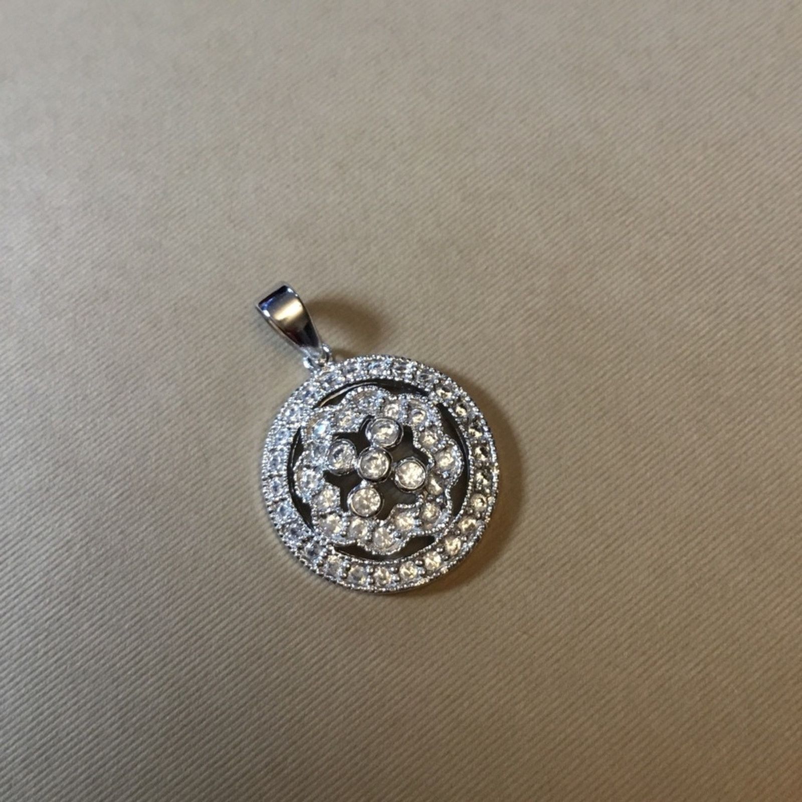 Other Sterling Silver Round Peony Crystals Pendant Size ONE SIZE - 1 Thumbnail