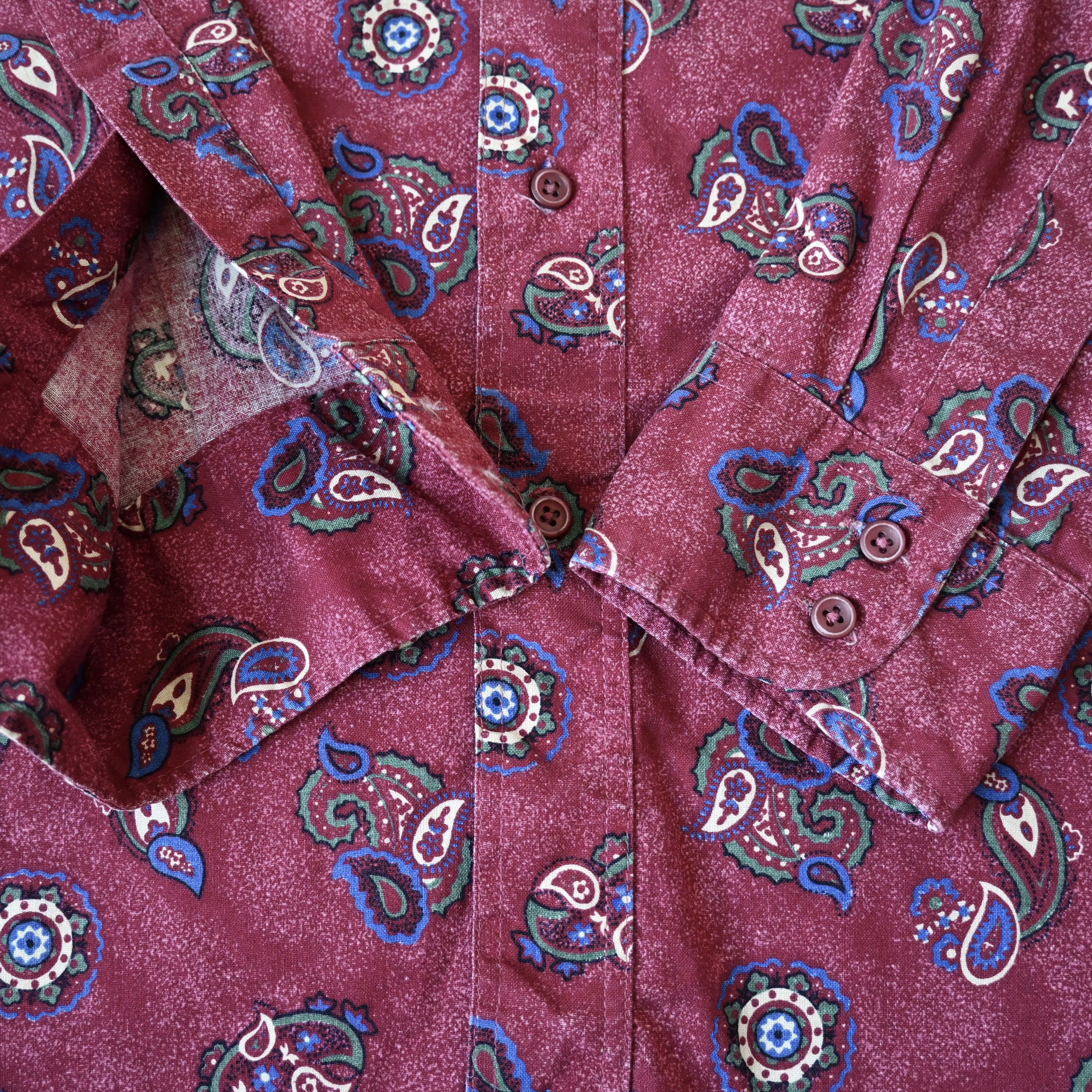 Vintage VTG Wrangler paisley pattern cotton western shirt, maroon Size US XL / EU 56 / 4 - 8 Thumbnail