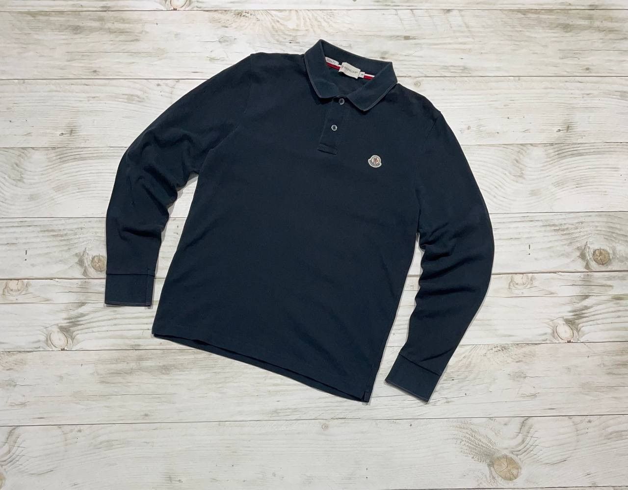 image of Moncler Maglia Polo Manica Lunga Polo Shirt Long Sleeve S in Black, Men's (Size Small)