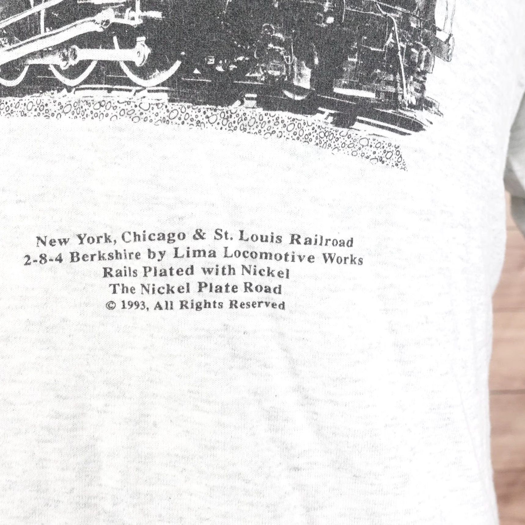 Fruit Of The Loom VINTAGE Nickel Plate Road Shirt 2XL Gray Mens Crew Neck Short Sleeve Graphic Print 1993 Travel Railroad 90s Cotton Polyester Jersey Size US XXL / EU 58 / 5 - 5 Thumbnail