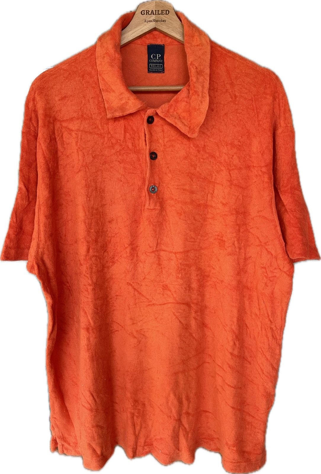 Vintage C. P. Company Orange Terry Cloth Polo Shirt Tee