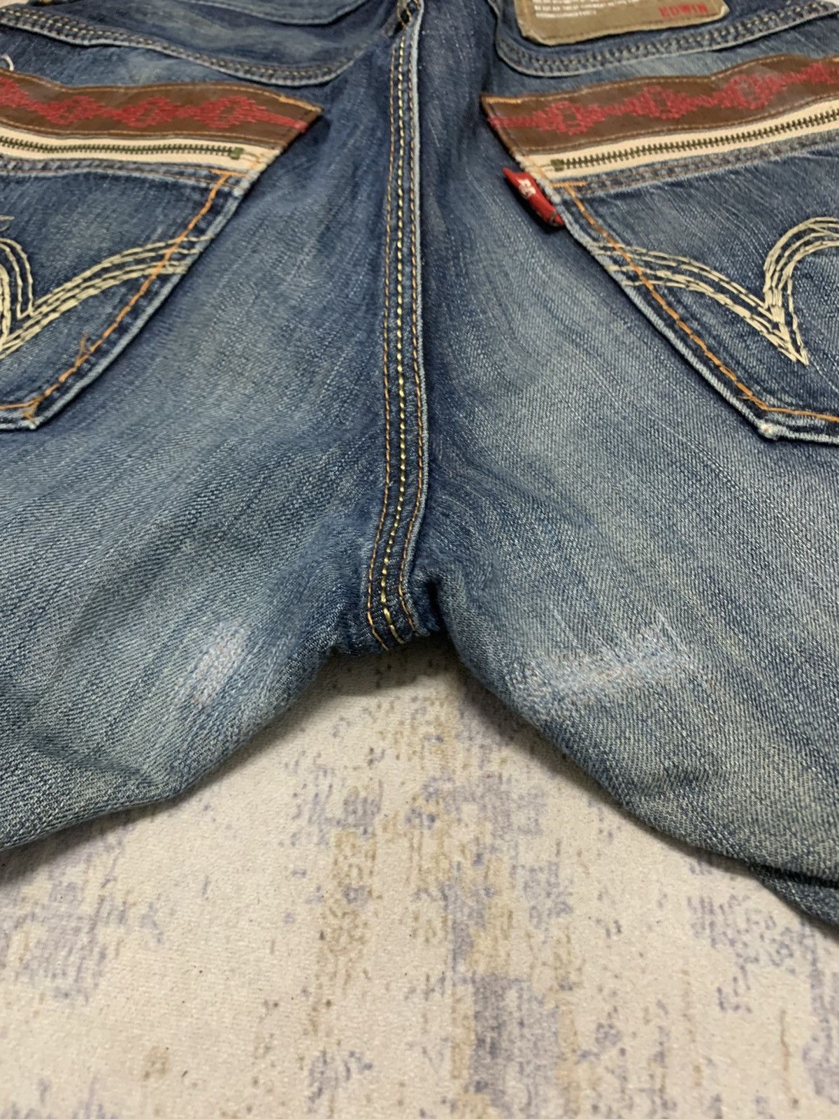 If Six Was Nine Edwin XV Navajo Distress Faded Denim Bootcut Mudmax Goa Size US 34 / EU 50 - 15 Thumbnail
