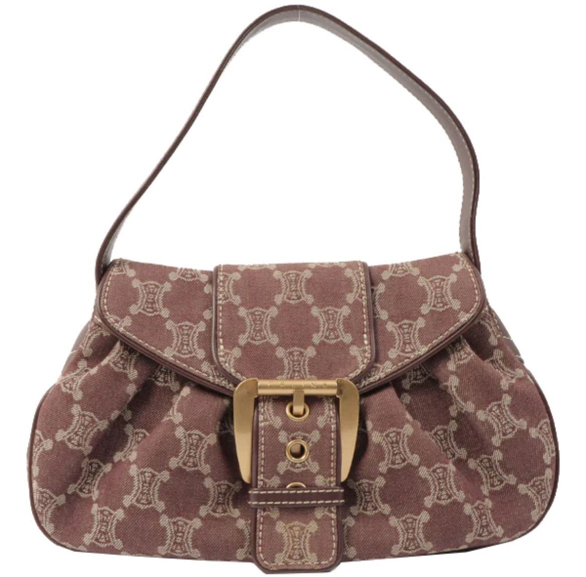 Celine Celine Macadam Pattern Logo Buckle Top Handle Bag Bordeaux Size ONE SIZE - 1 Thumbnail