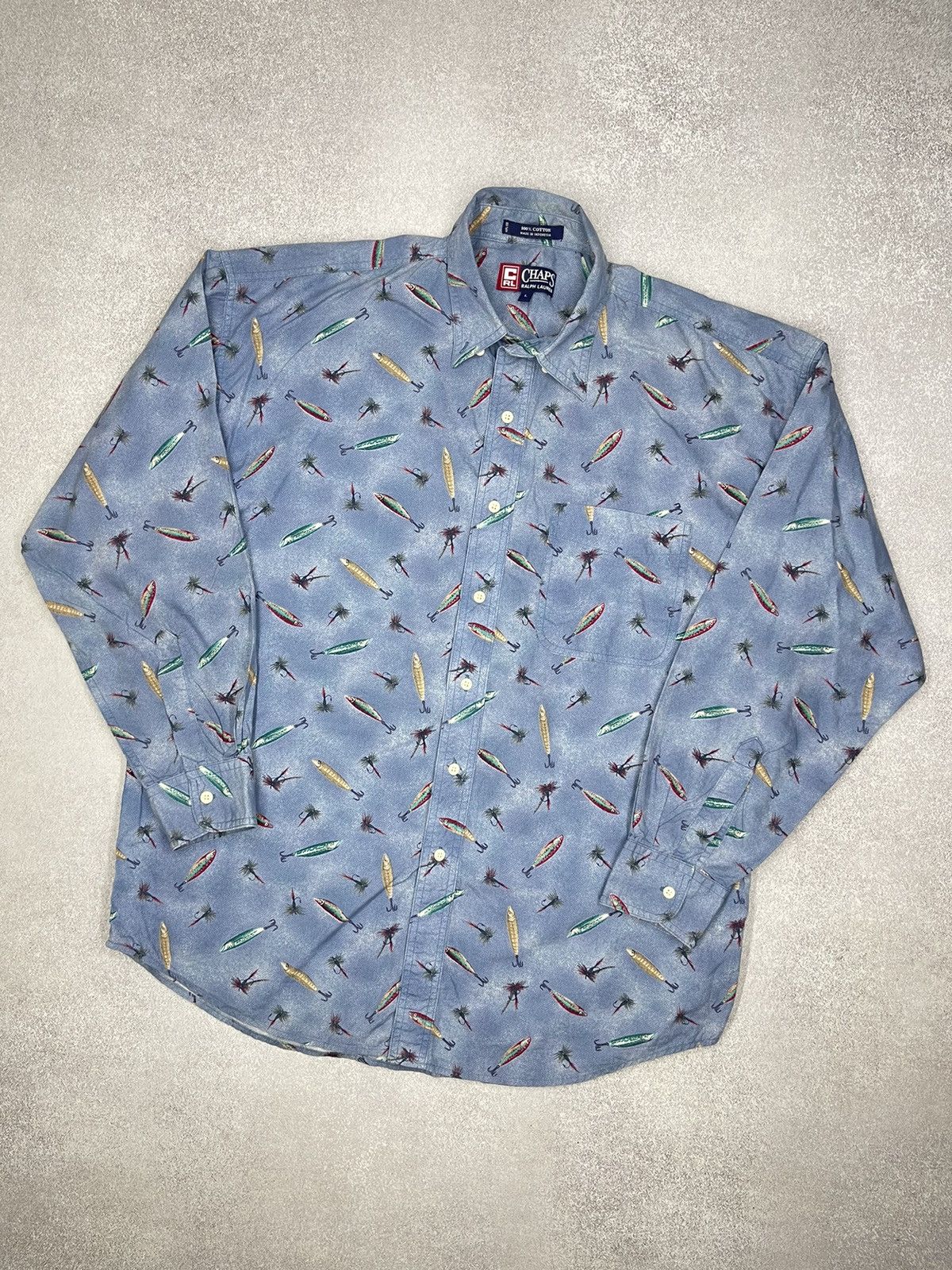 Chaps Ralph Lauren × Polo Ralph Lauren × Vintage Vintage Polo Ralph Lauren Chaps Shirt Full Fishing Print Y2K Size US XL / EU 56 / 4 - 1 Thumbnail