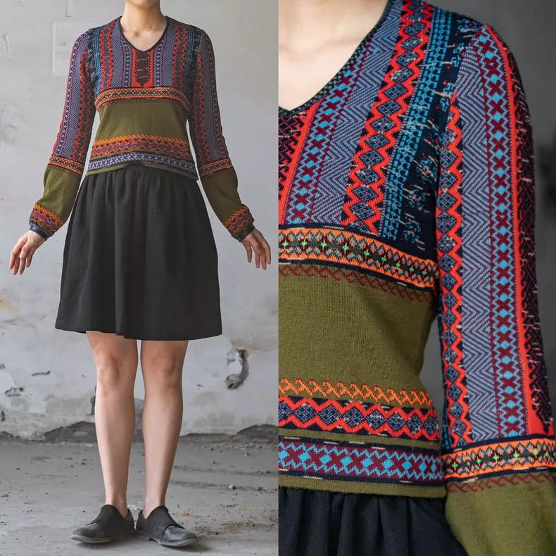 Kenzo KENZO 80's leather patchwork knit vintage Size M / US 6-8 / IT 42-44 - 1 Thumbnail
