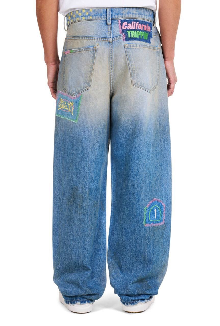Nahmias Nahmias Patchwork Jeans Wide Fit Denim NWT Size 34 Size US 34 / EU 50 - 3 Thumbnail