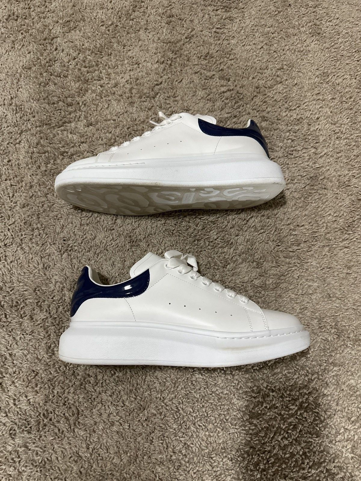 image of Alexander Mcqueen White And Navy Blue Shoes, Men's (Size 11)