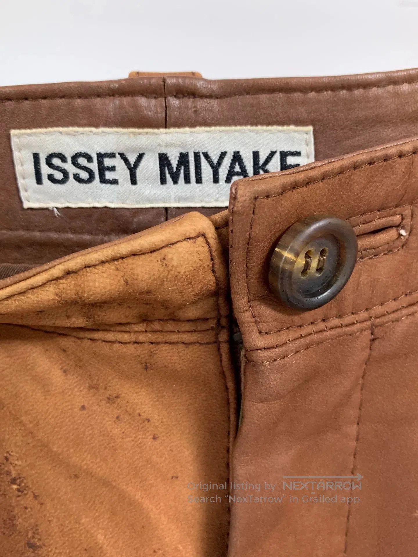 Issey Miyake Issey Miyake Brown Leather Pants. Size US 32 / EU 48 - 3 Thumbnail