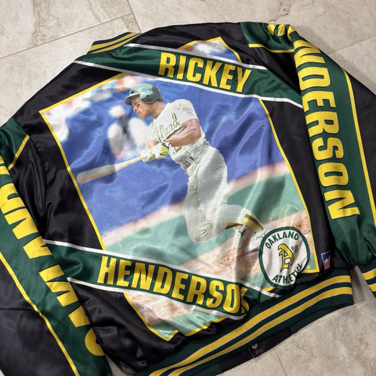 MLB Vintage Oakland Athletics Rickey Henderson Satin Jacket L Size US L / EU 52-54 / 3 - 4 Thumbnail