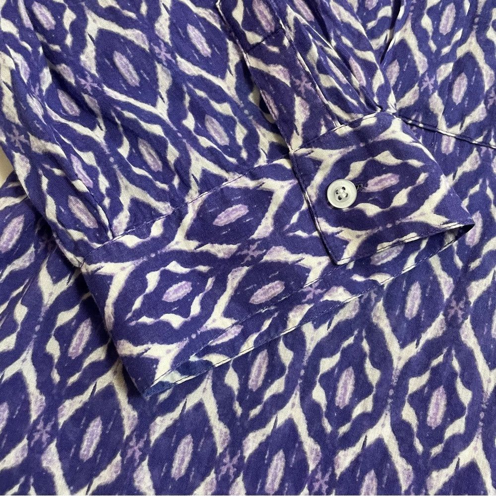 Chicos Chico's Purple Cotton Ikat 3/4 Sleeve Button Shirt Size 3 U Size XL / US 12-14 / IT 48-50 - 9 Thumbnail