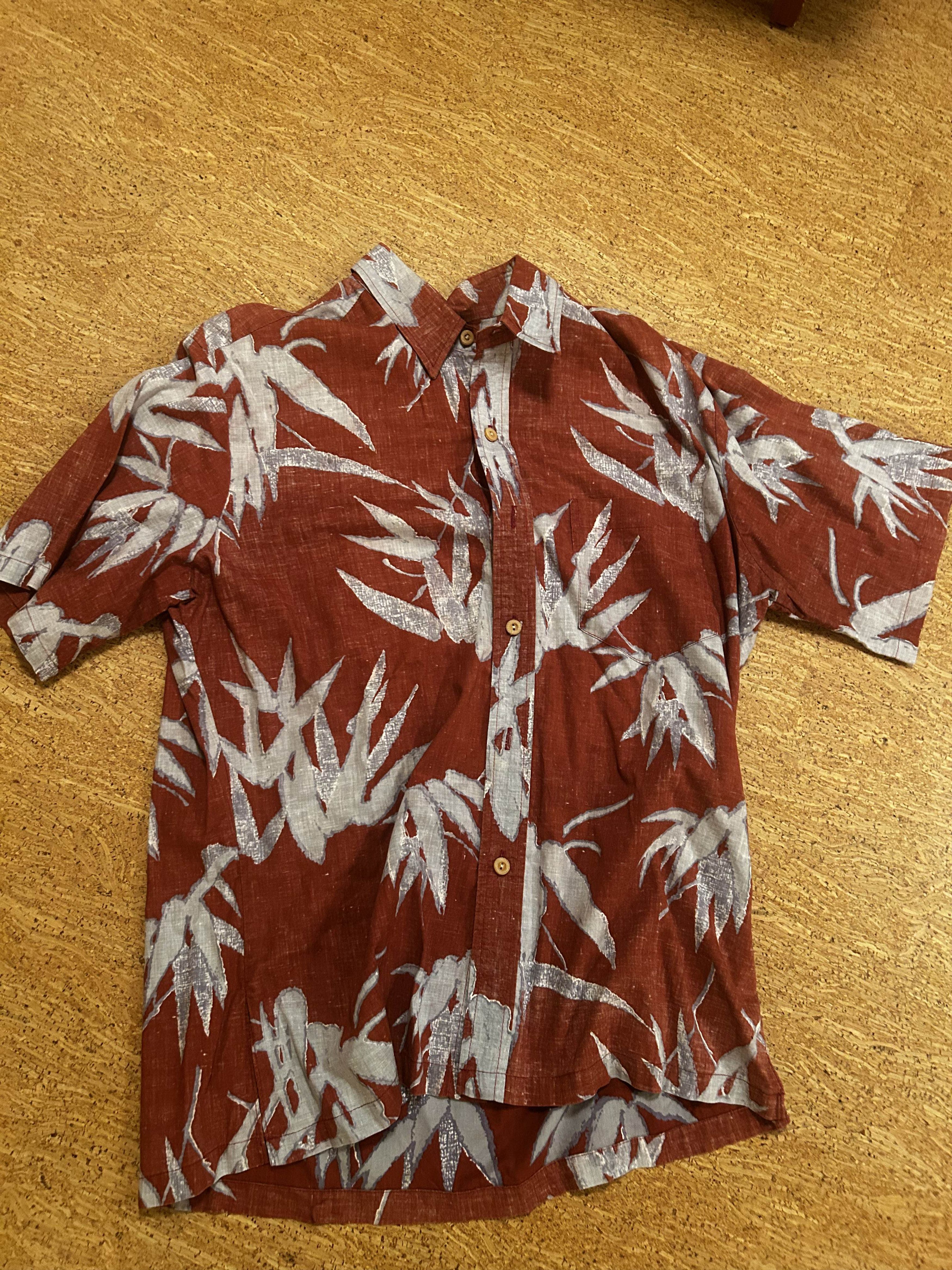 Vintage Pink and white leaf pattern button up Size US L / EU 52-54 / 3 - 1 Thumbnail