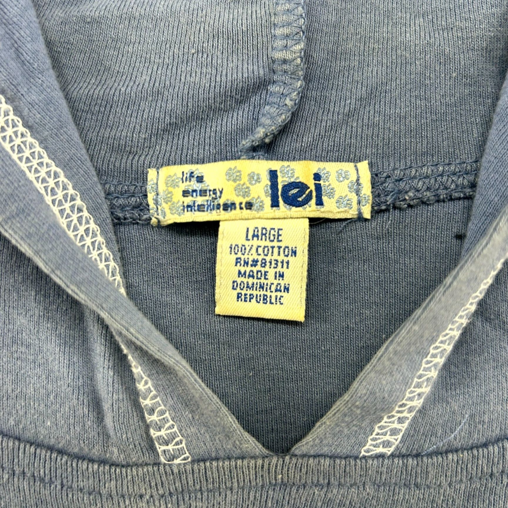 Vintage VINTAGE Lei Hoodie Womens L Blue Pullover Shirt Harlem Rugby Divas Top 90s Logo Hooded Pockets Casual Activewear - Mens Womens Girls Boys Size L / US 10 / IT 46 - 5 Thumbnail