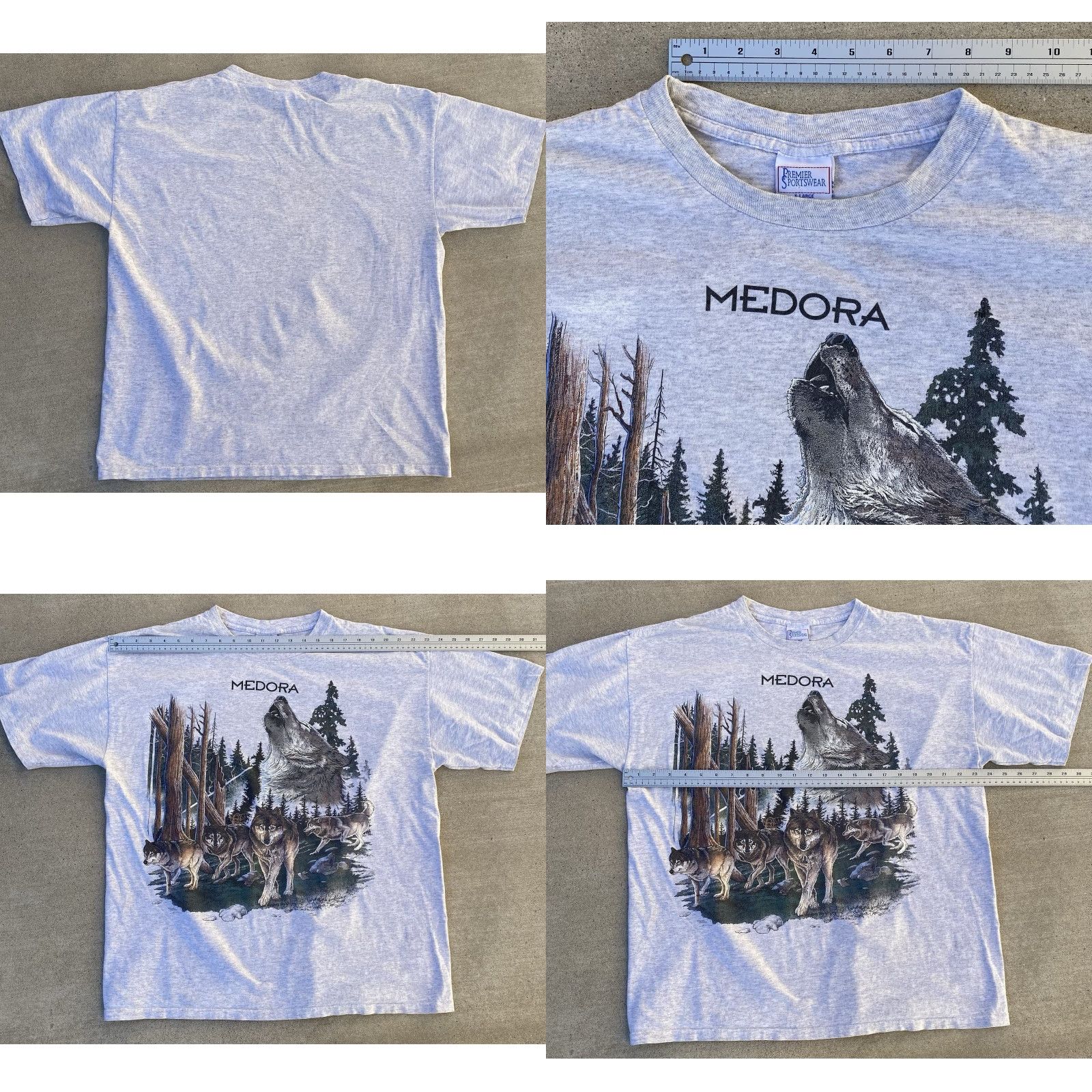 Vintage VINTAGE Medora North Dakota Wolf Pack Graphic T-Shirt Nature Tee Wildlife XL Mens Gray 100% Cotton Premier Sportswear 1990s Wolf Pack Outdoors Size US XL / EU 56 / 4 - 11 Thumbnail