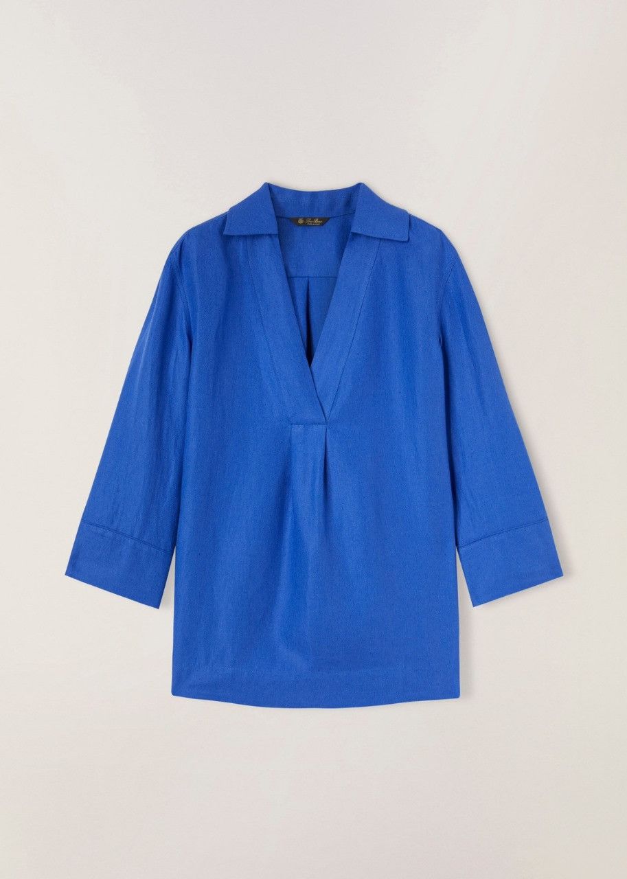 Loro Piana o1srvl11e0524 Shirt in Blue Size L / US 10 / IT 46 - 1 Thumbnail