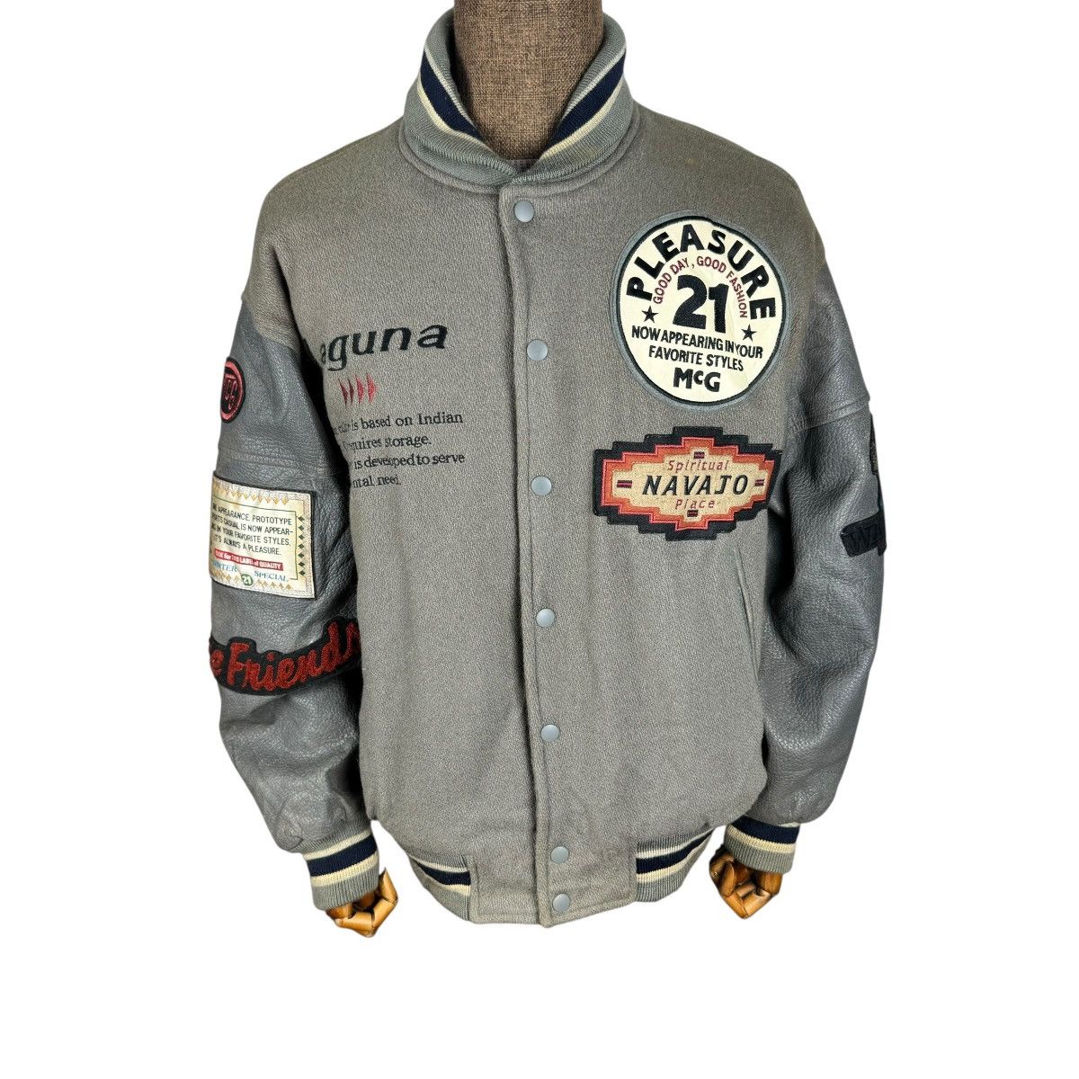 McGregor 🌟90s McGREGOR NAVAJO LEATHER VARSITY JACKET Size US L / EU 52-54 / 3 - 2 Thumbnail