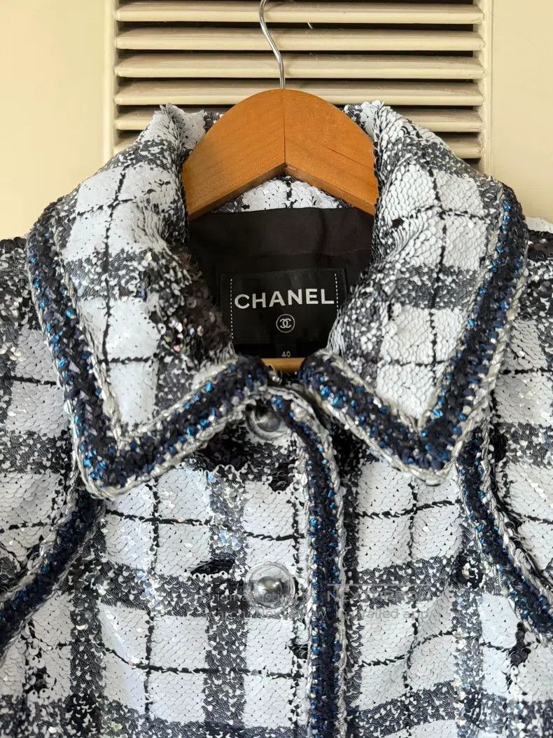 Chanel Chanel Black and white plaid sequin jacket Size S / US 4 / IT 40 - 3 Thumbnail