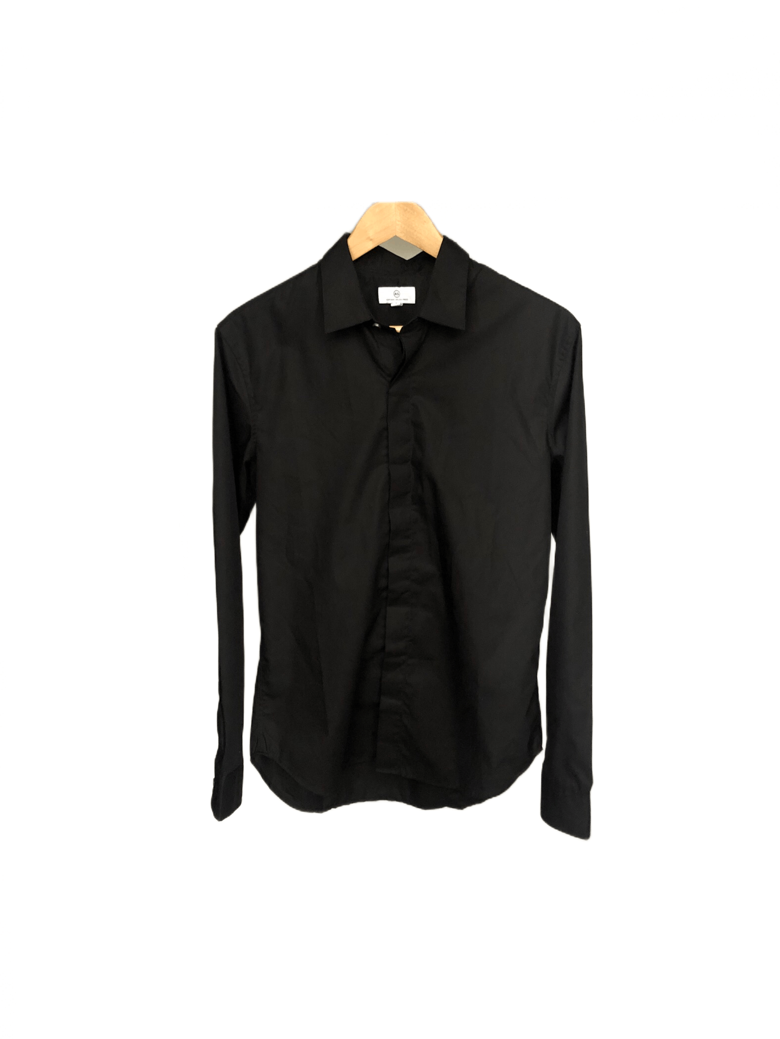 AG Adriano Goldschmied Adriano Goldschmied Black Cotton Slim Button Up Dress Shirt Size US S / EU 44-46 / 1 - 1 Thumbnail