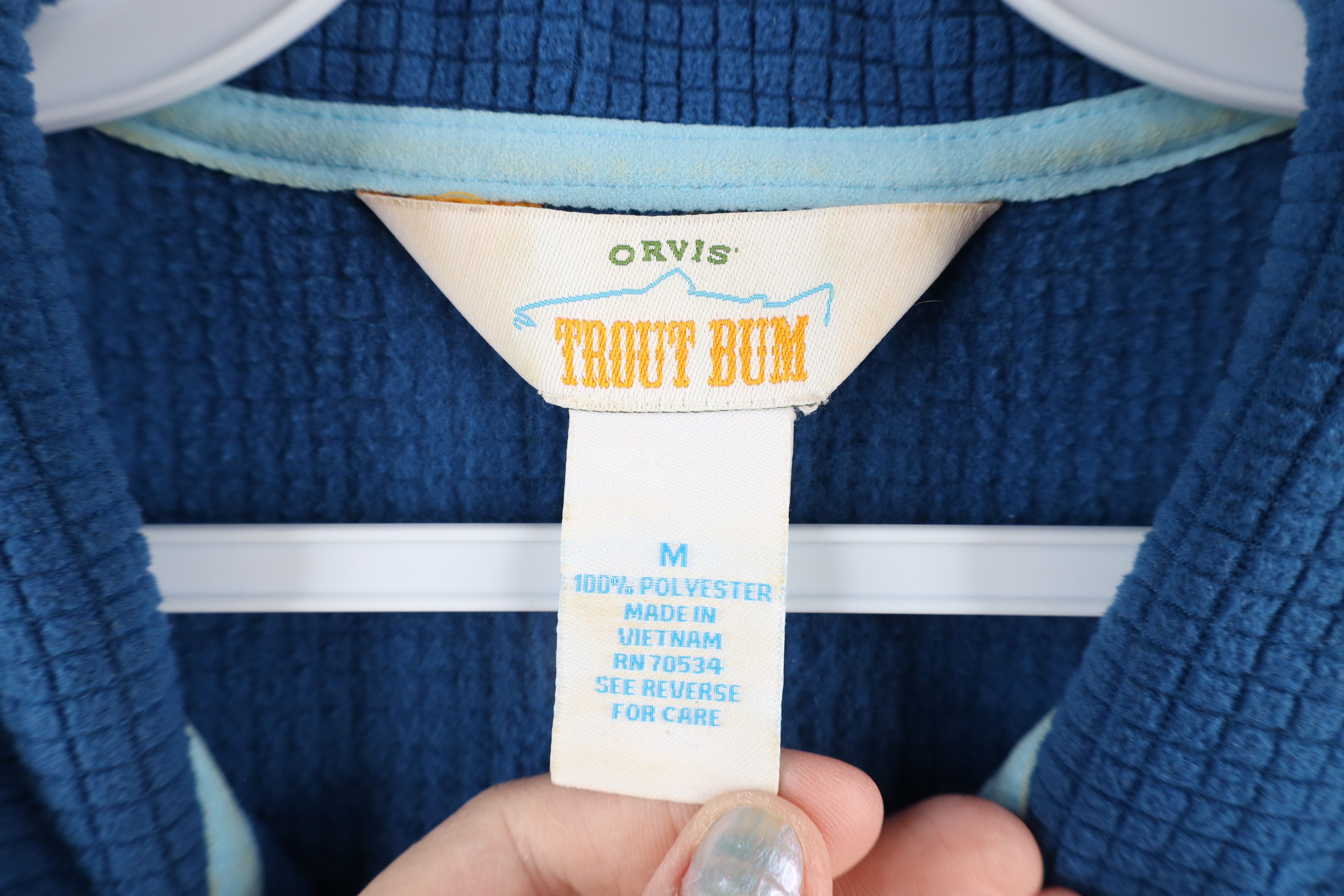 Orvis × Vintage Orvis Trout Bum Half Zip Pullover Sweater Blue Polyester Size M / US 6-8 / IT 42-44 - 4 Thumbnail