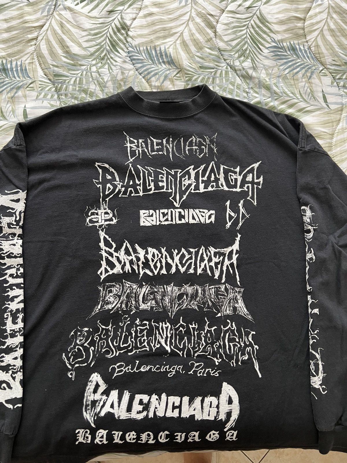 Pre-owned Balenciaga Long Sleeve T-shirt Diy Metal Printed Cotton Top In Black