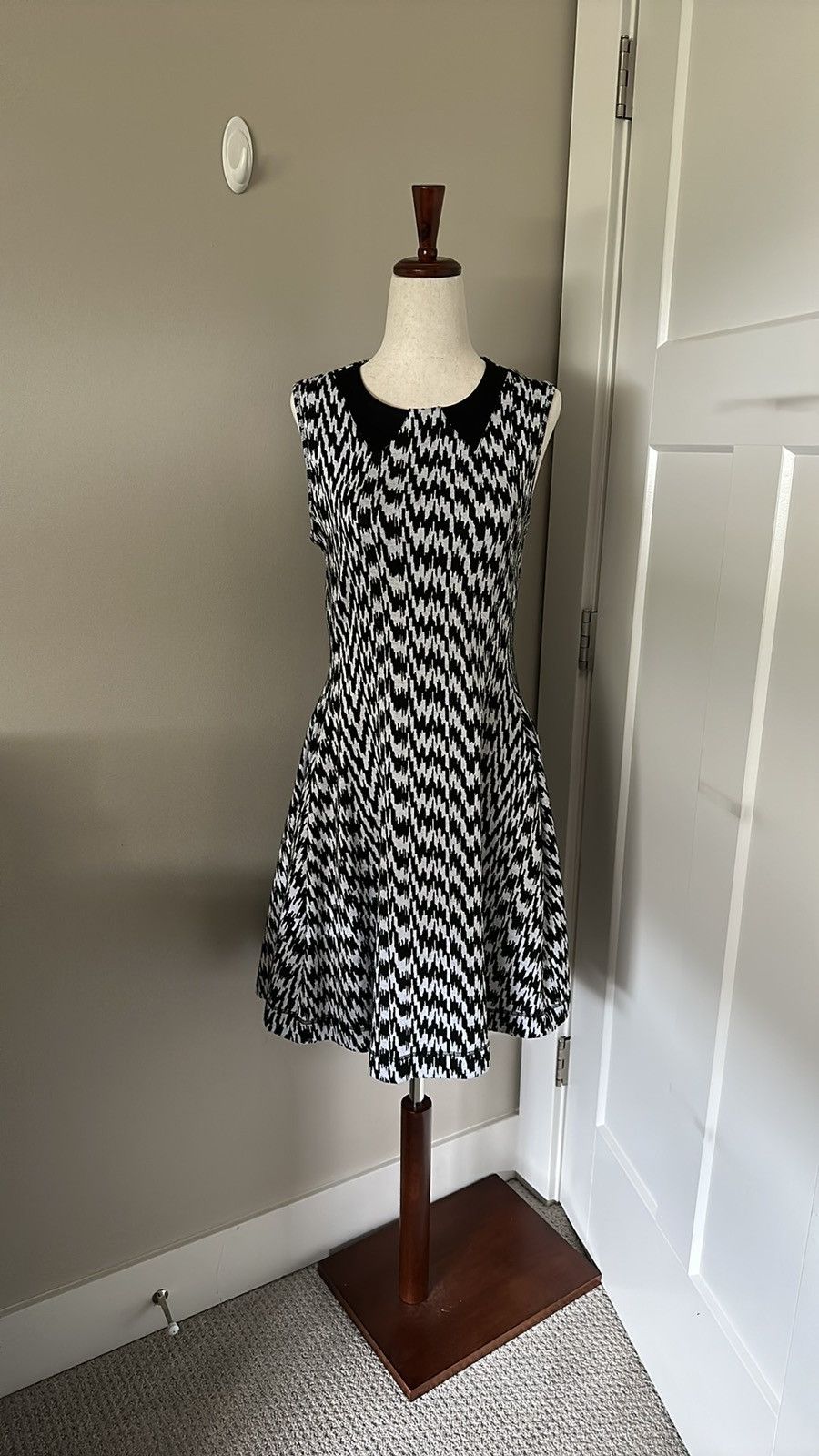 Vintage Kenzo Paris Black/White Knit Dress Pockets Size S