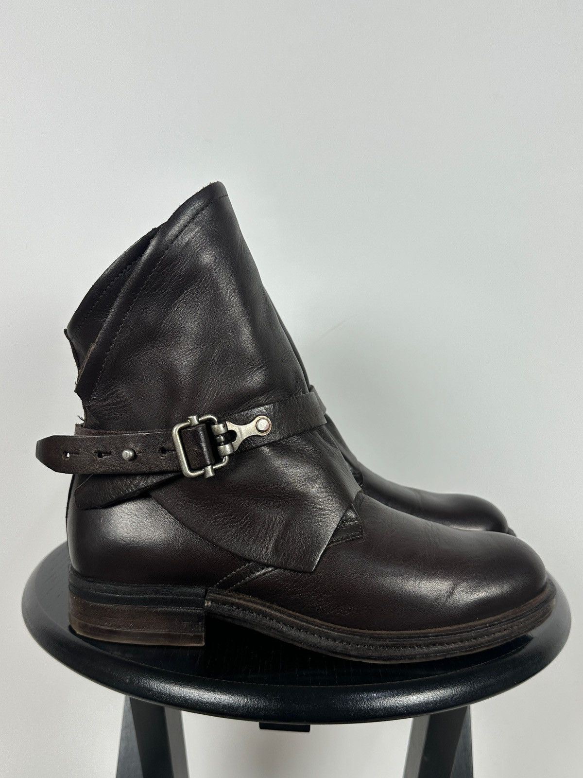 A.S.98 A.S.98. Airstep Brown Leather Biker Buckle Strap Ankle Boots Size US 8 / IT 38 - 1 Thumbnail