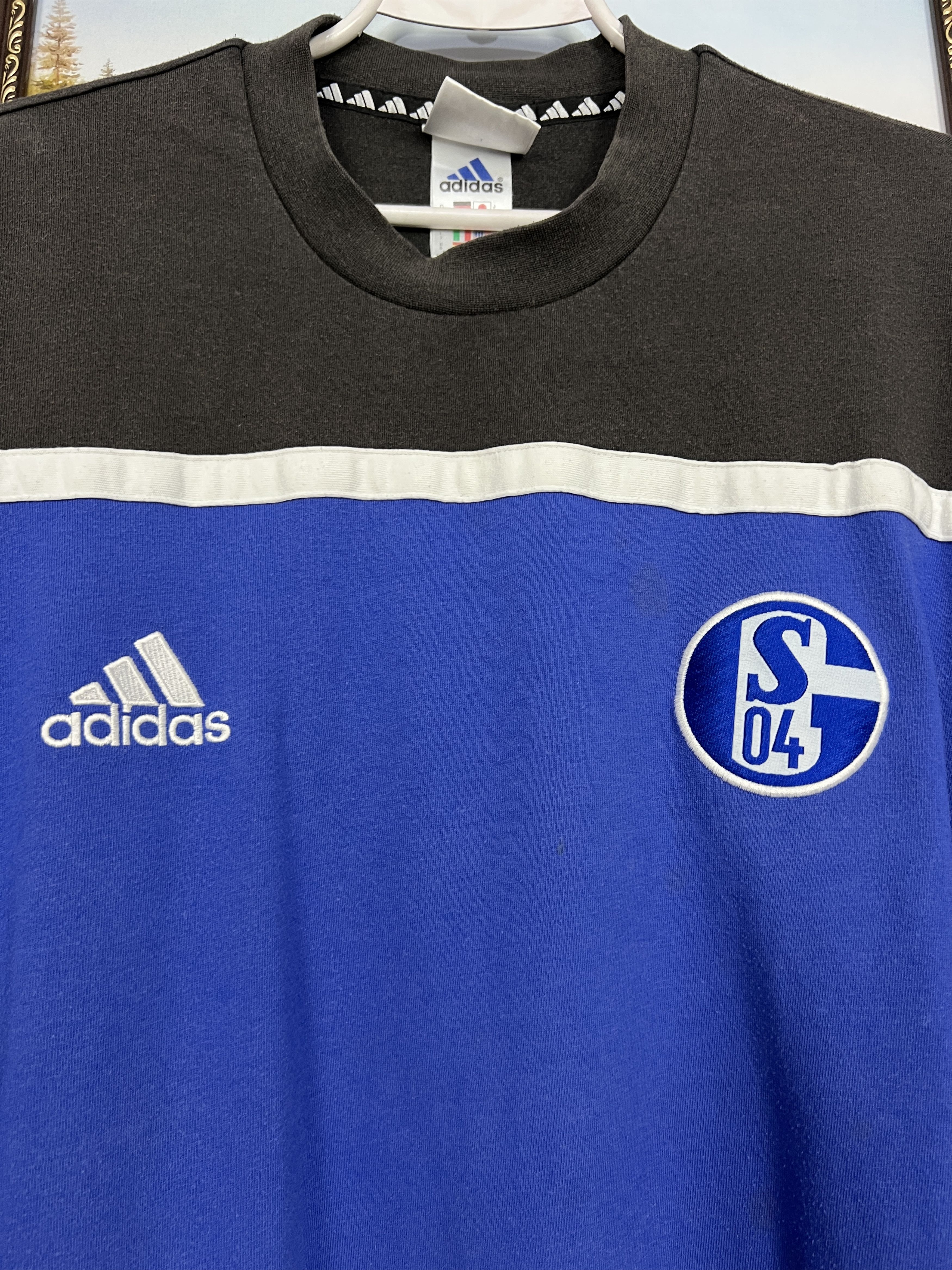 Adidas Vintage 90's Adidas FC Schalke 04 Football Train Shirt Size US L / EU 52-54 / 3 - 3 Thumbnail