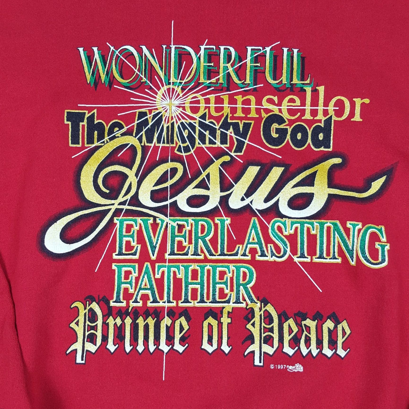 Lee VINTAGE 90s Wonderful Jesus Men's L Red Christmas Crewneck Pullover Sweatshirt Lee Shirt Mens Size US L / EU 52-54 / 3 - 3 Thumbnail