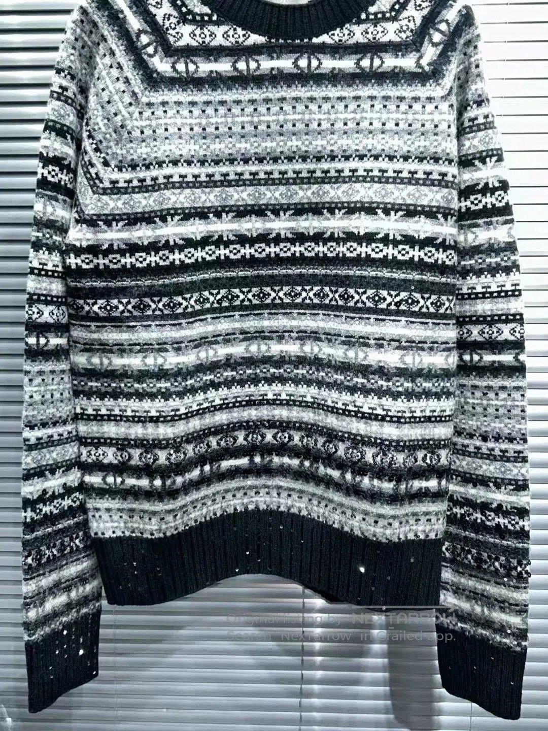 Dior dior gray striped sequined knit sweater. Size US M / EU 48-50 / 2 - 3 Thumbnail
