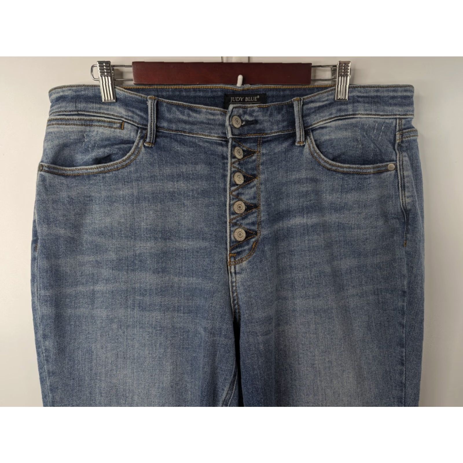 Vintage Judy Blue Jeans Boot Cut Button Fly Women's 16W High Rise Stretch JB82551MD Size 38" / US 16 / IT 52 - 3 Thumbnail