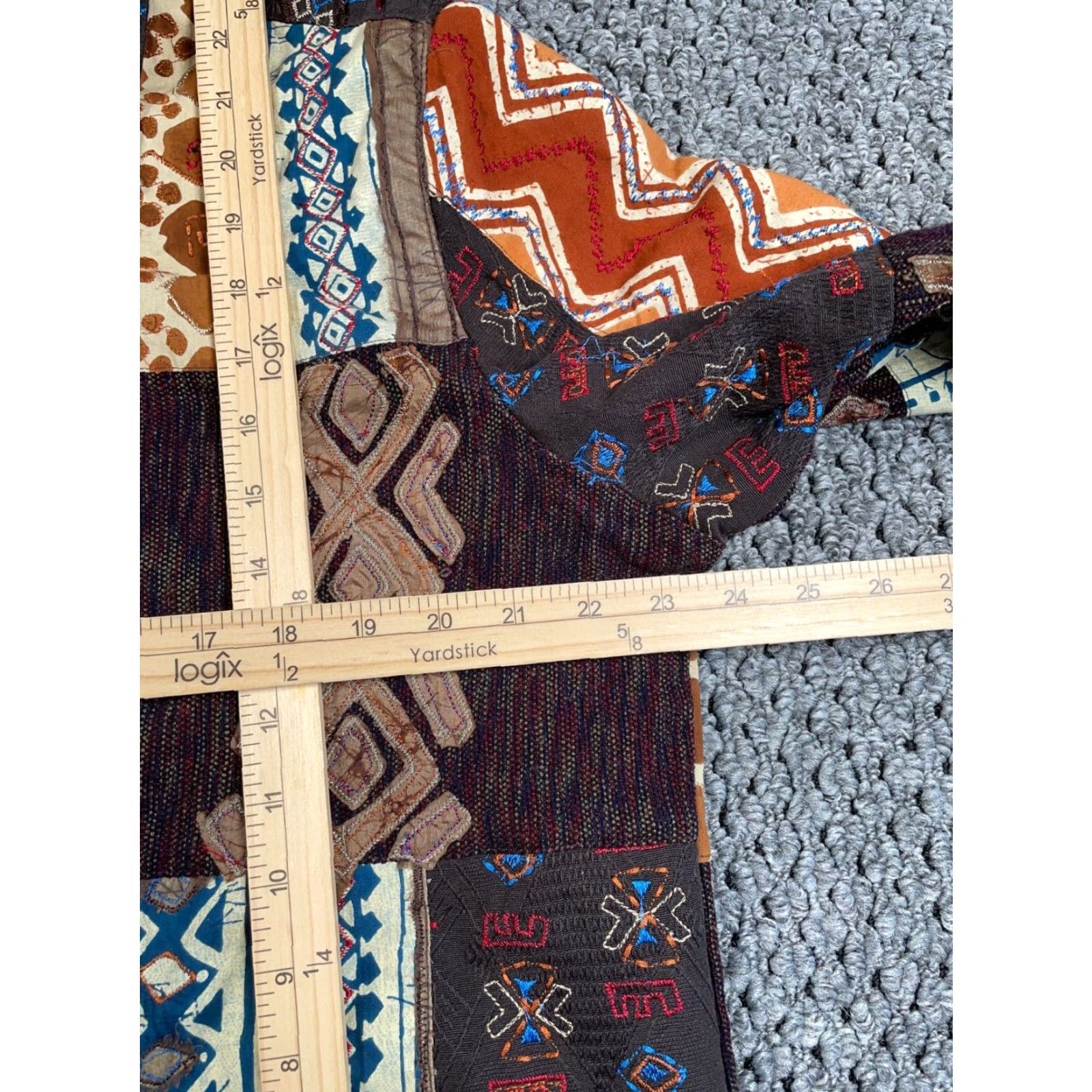 Vintage VINTAGE Chico's Jacket Women L Brown Embroidered Patchwork Geometric Bohemian 3 Silk Appliques Lined Size L / US 10 / IT 46 - 7 Thumbnail