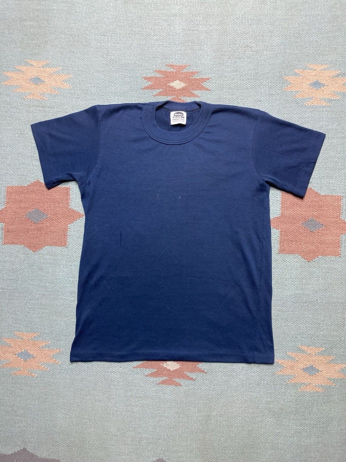 Vintage 60s t shirt soft navy blue blank boys L womens M baby tee Size M / US 6-8 / IT 42-44 - 1 Thumbnail