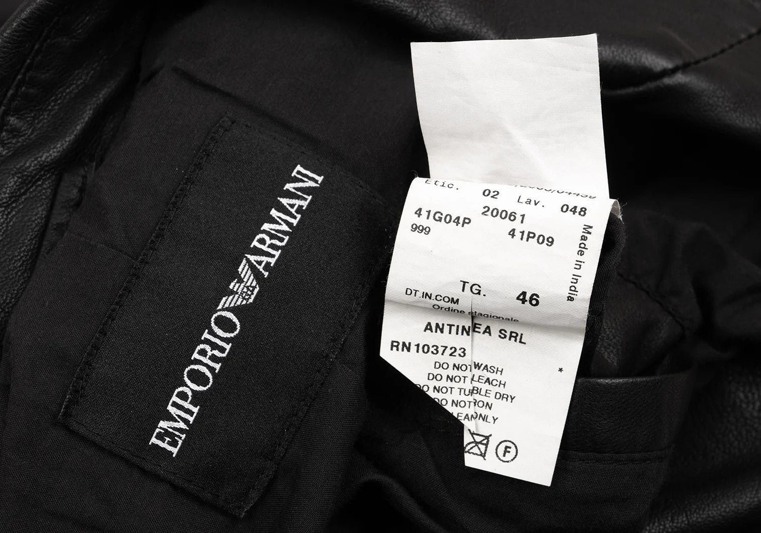 Emporio Armani Back Cutwork Design Leather Tailored Jacket Black 46 Size US S / EU 44-46 / 1 - 16 Thumbnail