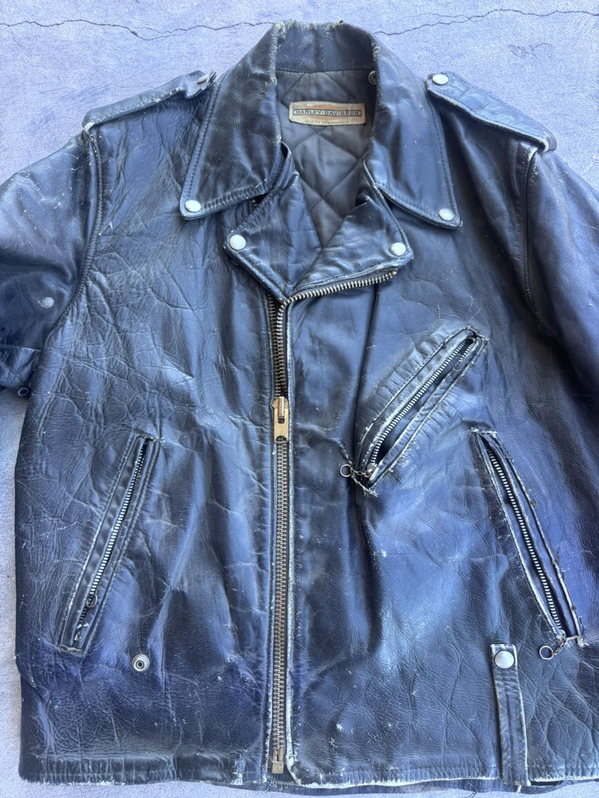 Harley Davidson Harley Motorcycle Vintage Leather Black Jacket 60s era Size US M / EU 48-50 / 2 - 3 Thumbnail