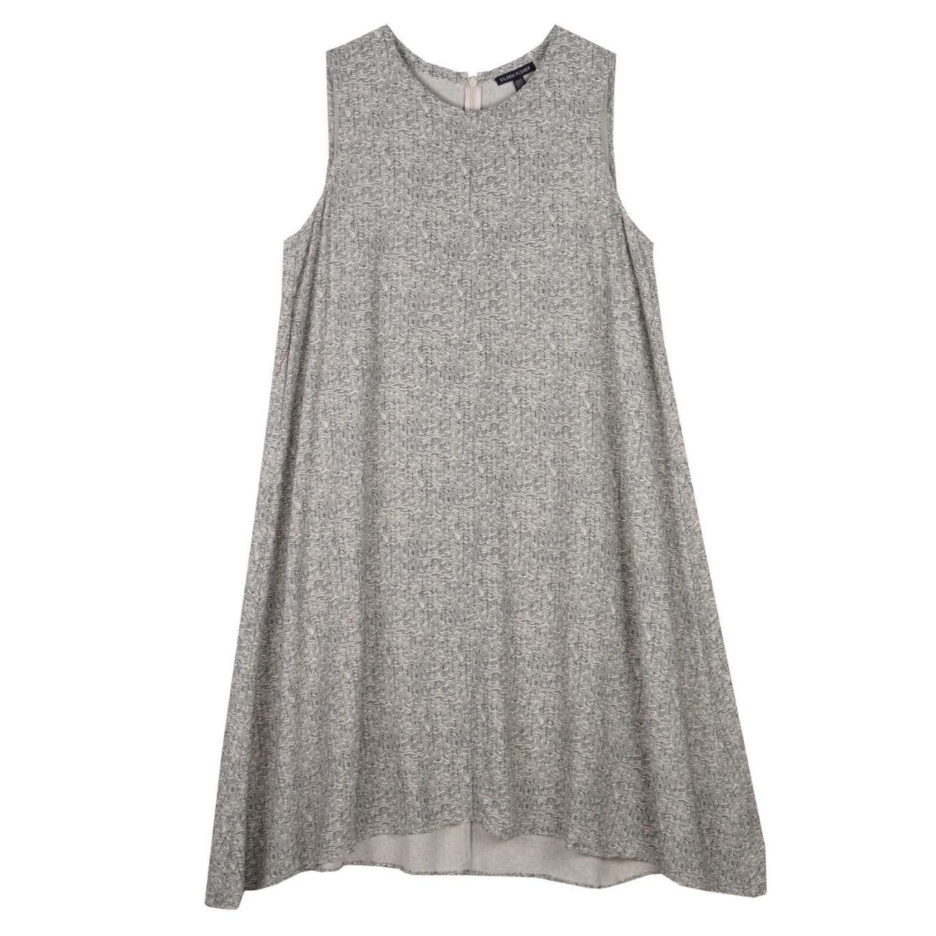 image of Eileen Fisher NWT Broken Chevron Tencel Viscose Dress Size X in Grey, Women's