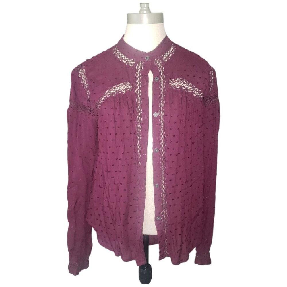 Designer CT747 Rampage Ladies Burgundy Long Sleeve Romance Shirt S Size S / US 4 / IT 40 - 1 Thumbnail