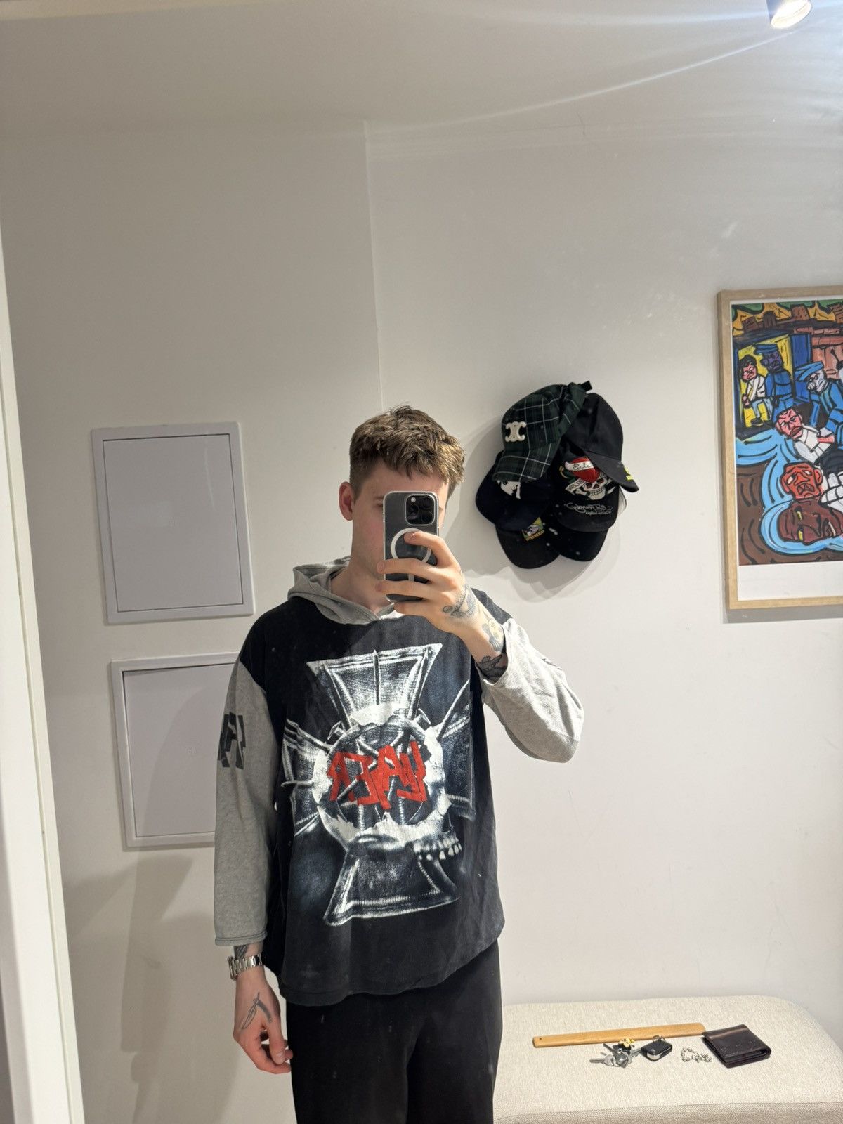 Band Tees Vintage 90s Slayer Band Hoodie ScreenStars Cross Skull Eagle Size US M / EU 48-50 / 2 - 4 Thumbnail