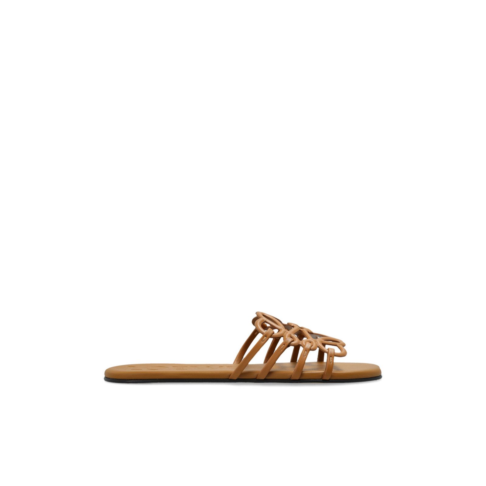 Loewe LOEWE Anagram Petal Brown Leather Slides New & Authentic (Wo Size US 9 / IT 39 - 4 Thumbnail