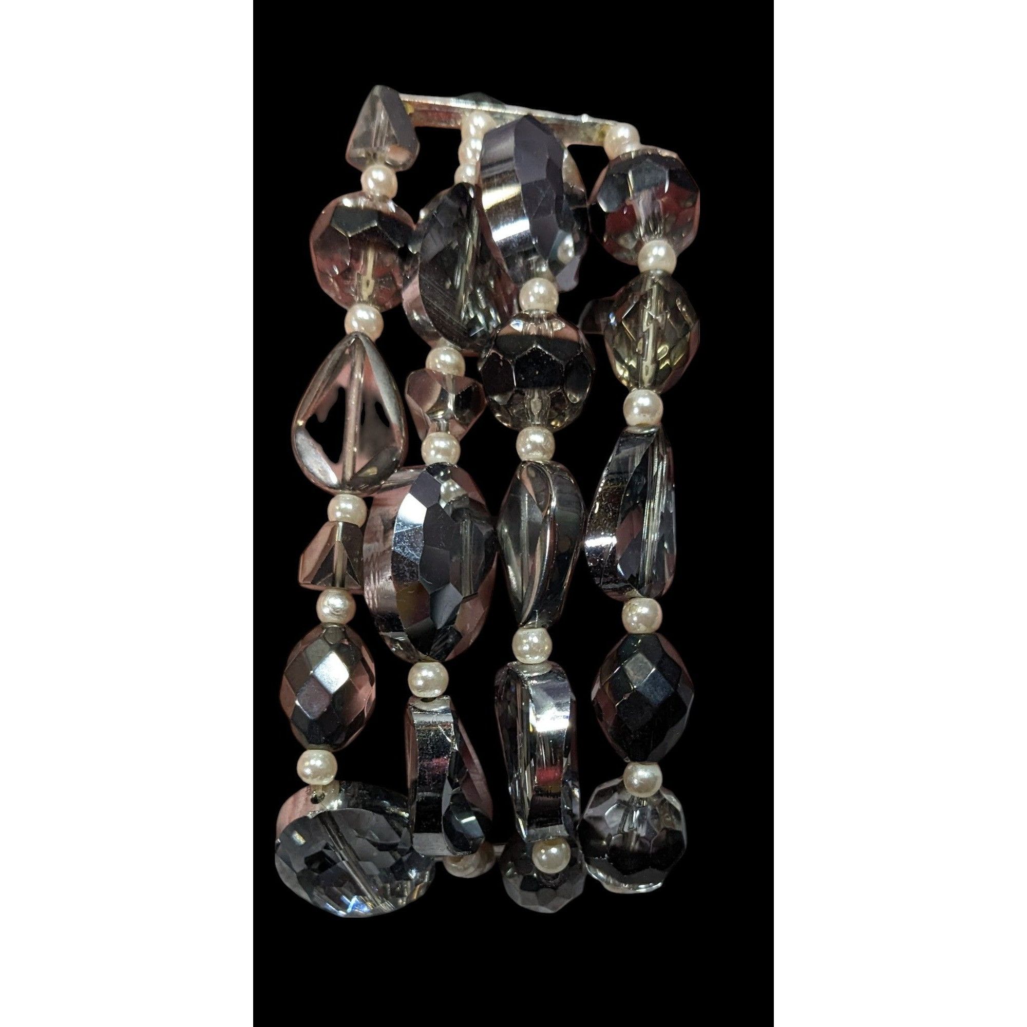 Other Elegant Smokey Glass And Faux Pearl Layered Beaded Stretch B Size ONE SIZE - 2 Thumbnail