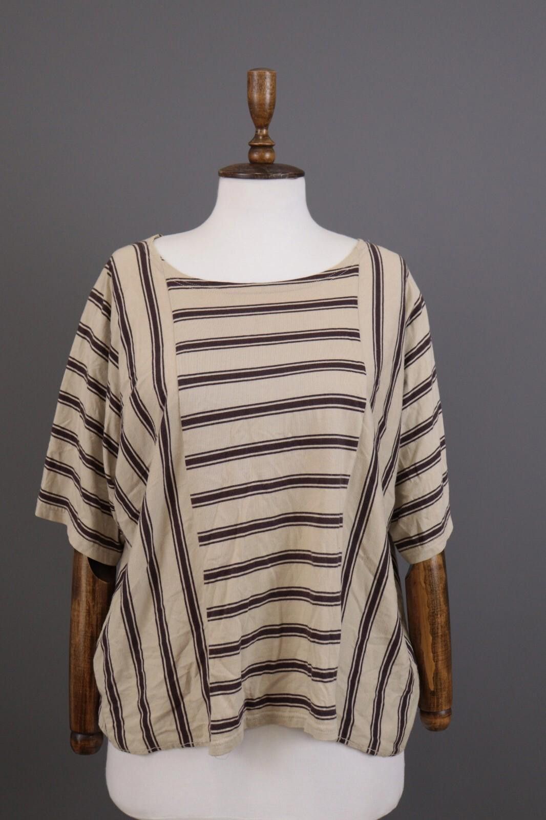 Designer Gudrun Sjoden Beige Striped Relaxed Blouse Shirt Size M Size M / US 6-8 / IT 42-44 - 1 Thumbnail