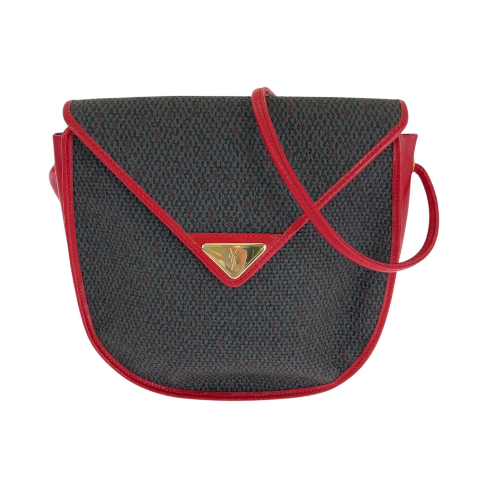 YVES SAINT LAURENT Vintage YSL logo red purple gold hardware