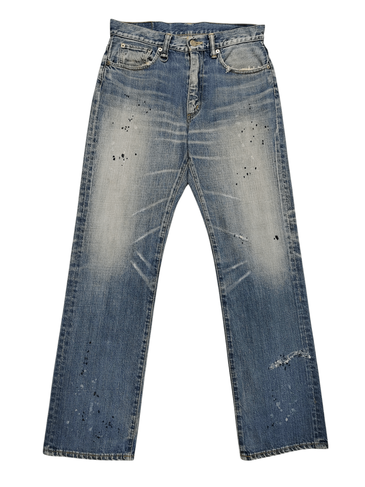 Sophnet. 00s Sophnet🇯🇵 Paint Splatter Fade Distressed Buckle Jeans Size US 30 / EU 46 - 1 Thumbnail